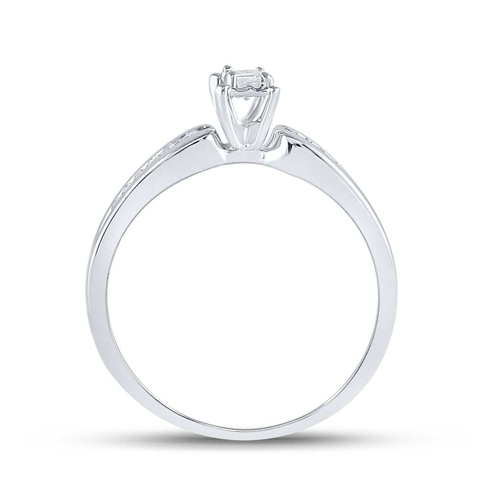 10K White Gold Womens Princess Diamond Solitaire Promise Ring 1/6 Cttw, Womens Size: 5-10