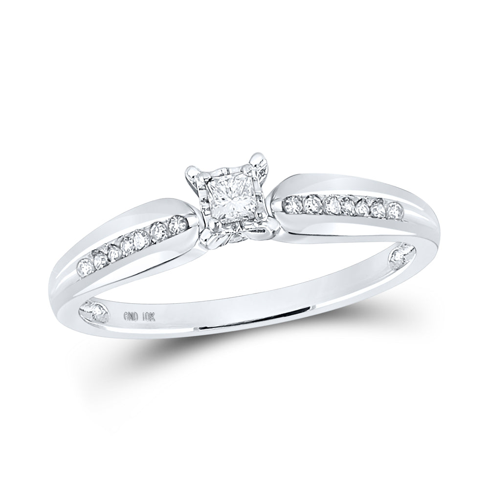 10K White Gold Womens Princess Diamond Solitaire Promise Ring 1/6 Cttw, Womens Size: 5-10
