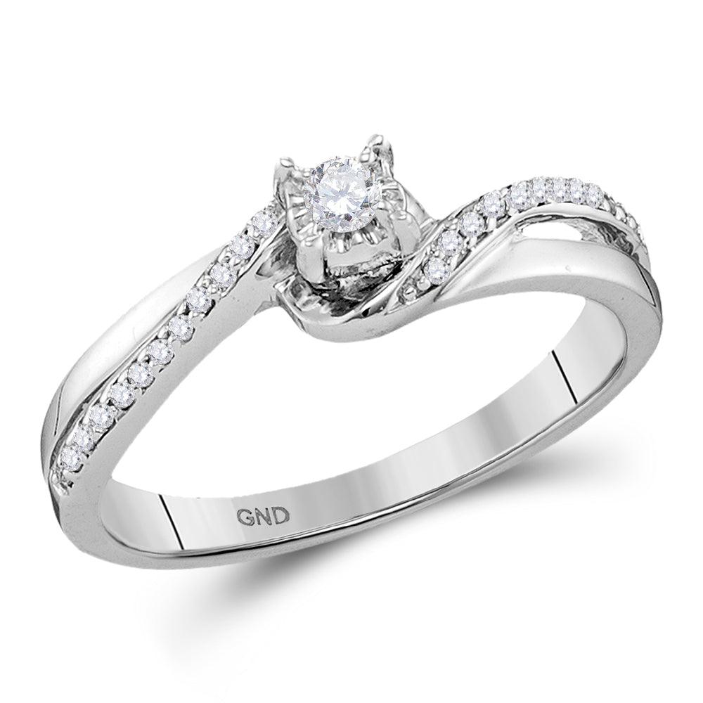 10K White Gold Round Diamond Solitaire Bridal Wedding Engagement Ring 1/8 Cttw, Womens Size: 5-10