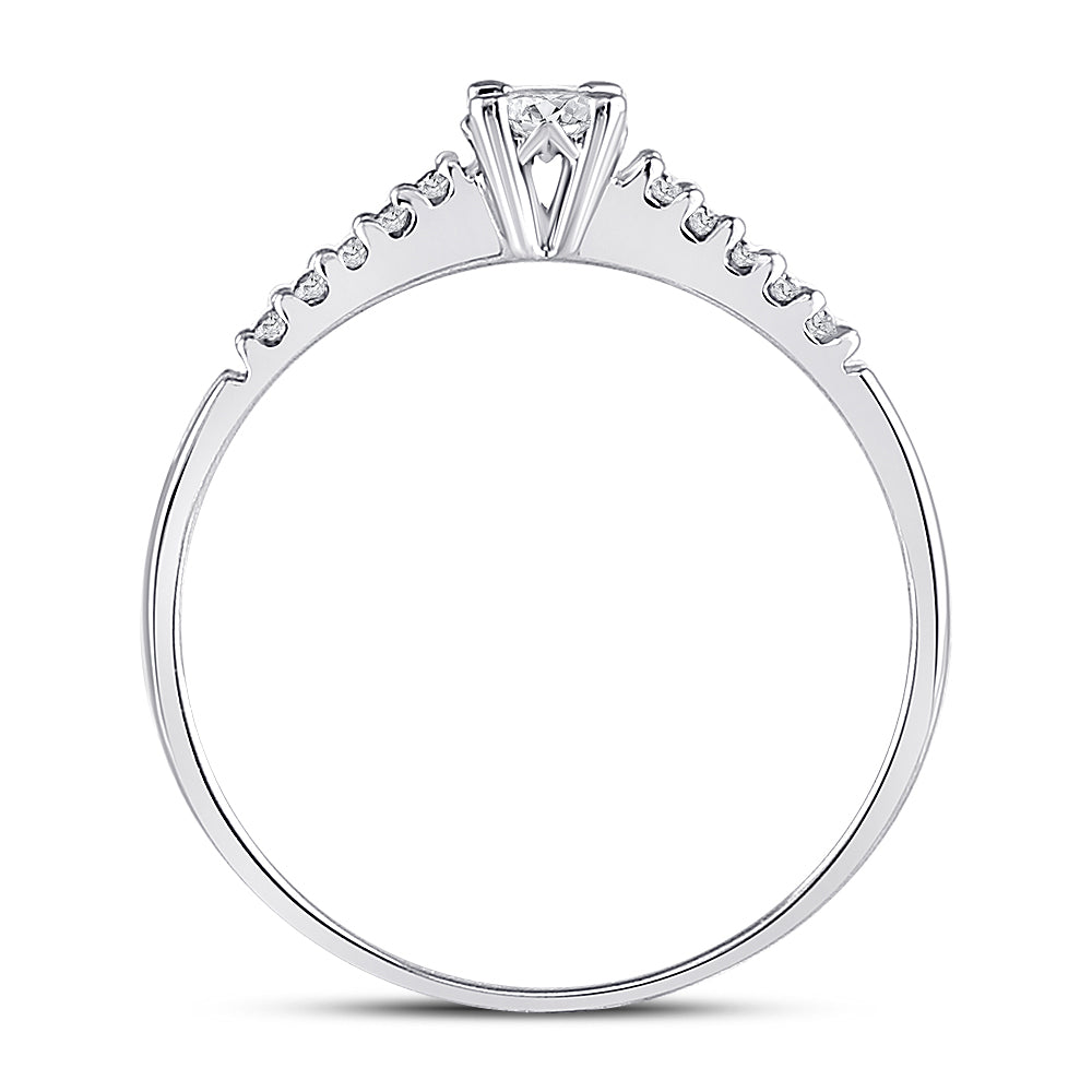10K White Gold Womens Round Diamond Solitaire Promise Ring 1/8 Cttw, Womens Size: 5-10