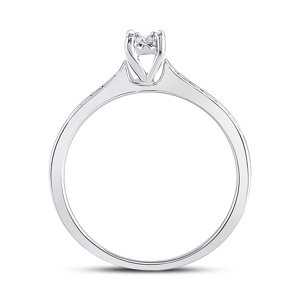10K White Gold Round Diamond Solitaire Bridal Wedding Engagement Ring 1/10 Cttw, Womens Size: 5-10