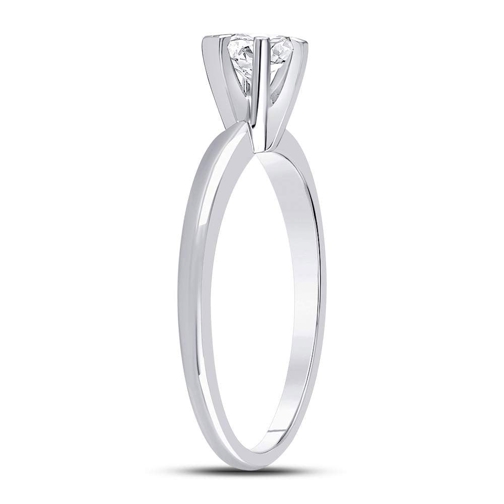 14K White Gold Womens Round Dia. Solitaire Bridal Wedding Engagement Ring 1/2ctw, Women's Size: 5-10