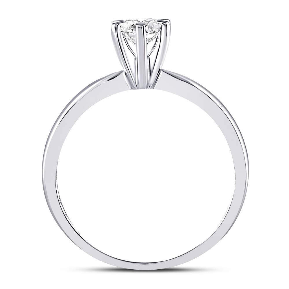 14K White Gold Womens Round Dia. Solitaire Bridal Wedding Engagement Ring 1/2ctw, Women's Size: 5-10