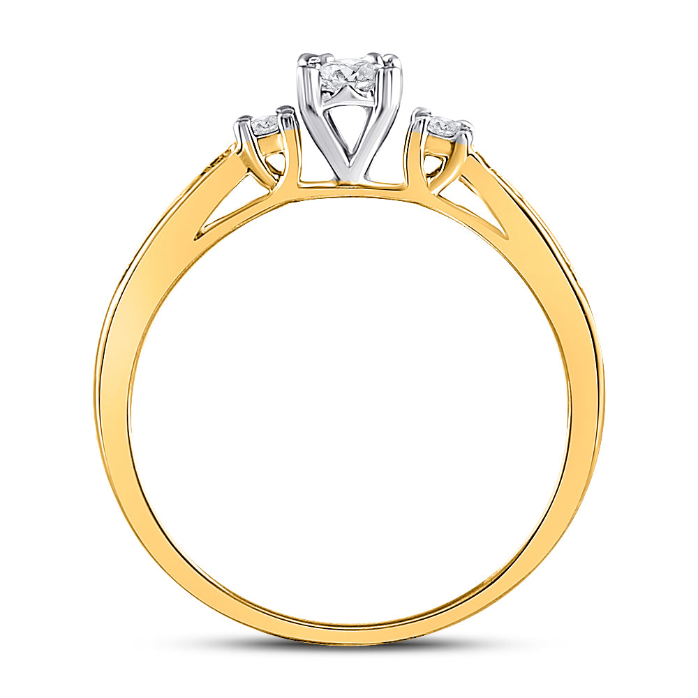 10K Yellow Gold Womens Round Diamond 3-stone Promise Ring 1/6 Cttw, Womens Size: 5-10