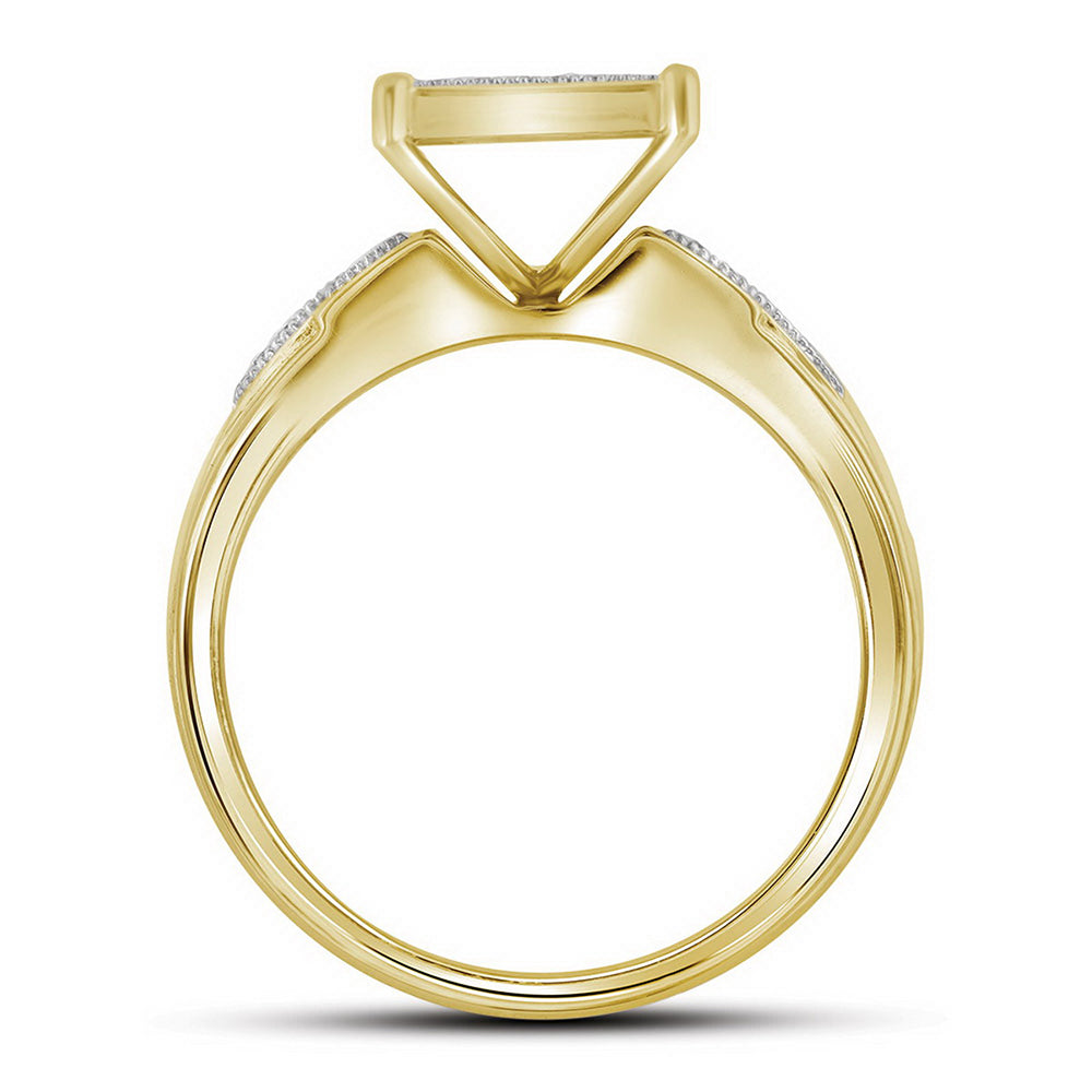 10K Yellow Gold His Hers Round Diamond Square Matching Wedding Set 1/2 Cttw, Womens Size: 5-10, Mens Size: 7-13