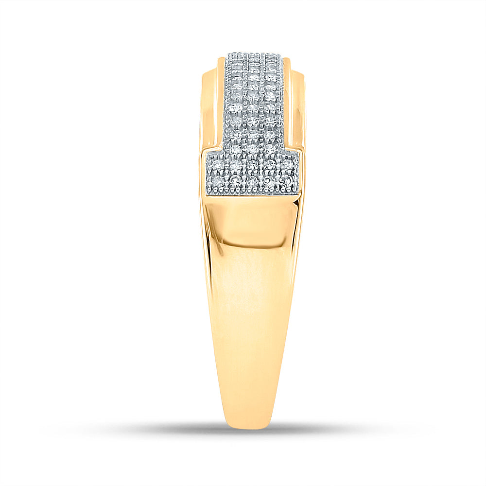 10K Yellow Gold His Hers Round Diamond Heart Matching Wedding Set 1/2 Cttw, Womens Size: 5-10, Mens Size: 7-13