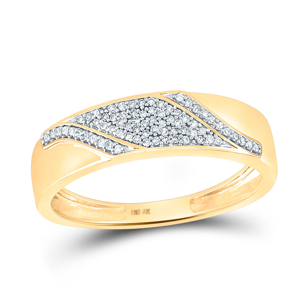 10kt Yellow Gold His & Hers Round Diamond Cluster Matching Bridal Wedding Ring Band Set 1/2 Cttw, Women Size: 5-9, Men Size: 8-12