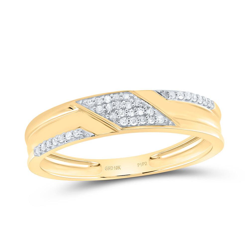 10kt Yellow Gold His & Hers 1/3 Cttw Diamond Micro-pave Bridal Wedding Ring Band Set , Women Size: 5-9, Men Size: 8-12