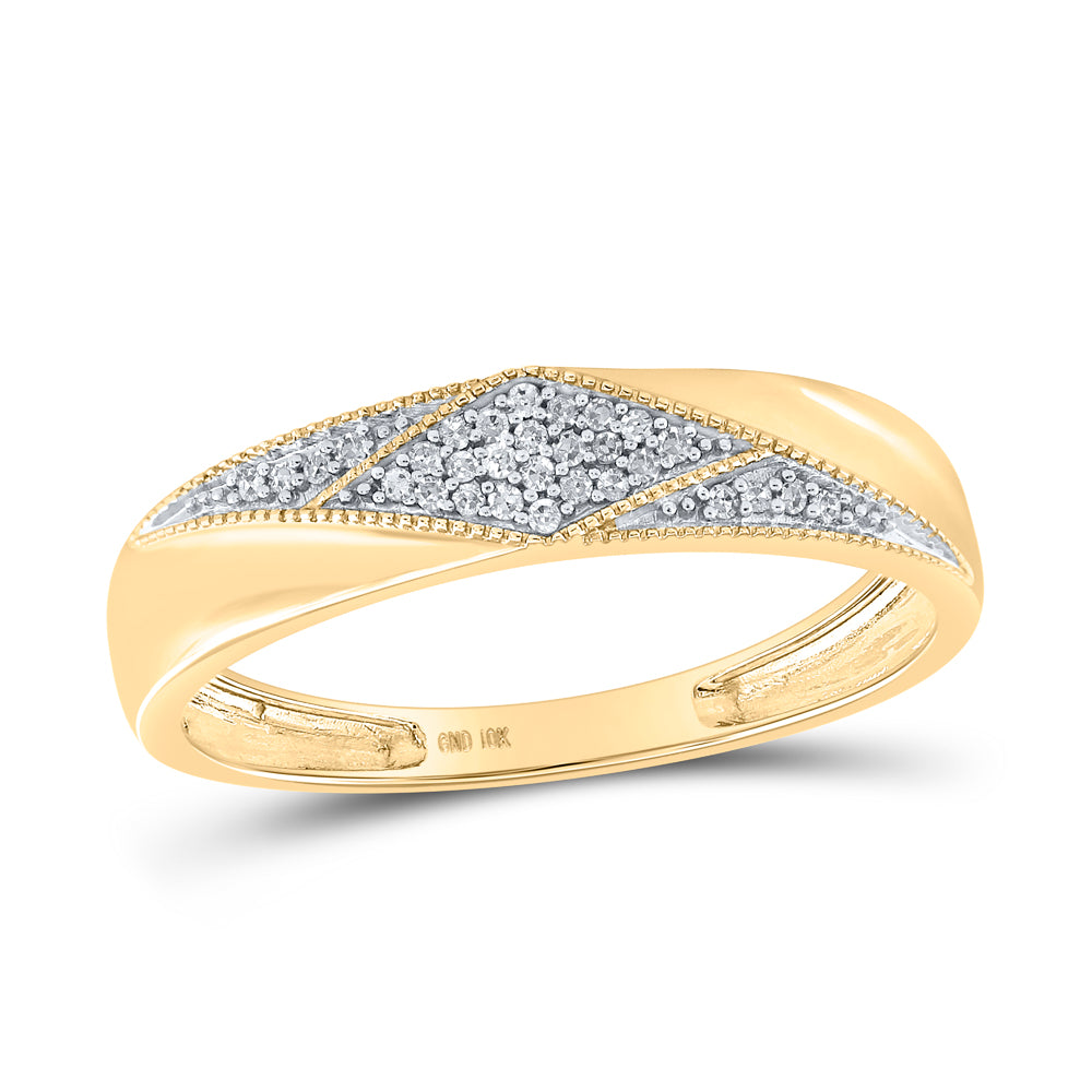 10kt Yellow Gold His & Hers Round Diamond Cluster Matching Bridal Wedding Ring Band Set 1/4 Cttw, Women Size: 5-9, Men Size: 8-12
