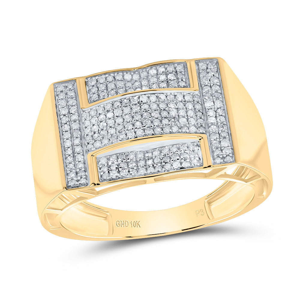 10K Yellow Gold Men's Round Diamond Cluster Ring 1/2ctw, Men's Size: 7-13