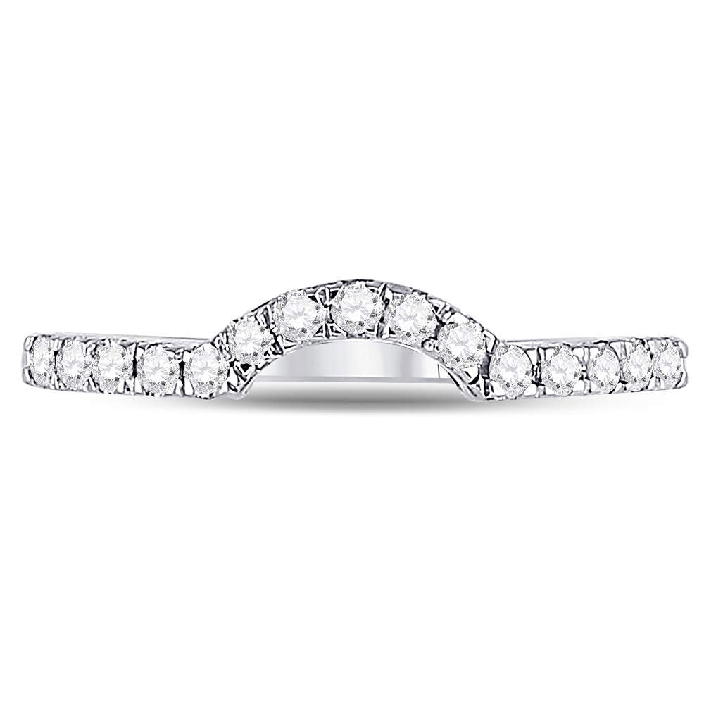 14K White Gold Womens Round Diamond Curved Wedding Band Ring 1/4 Cttw, Womens Size: 5-10