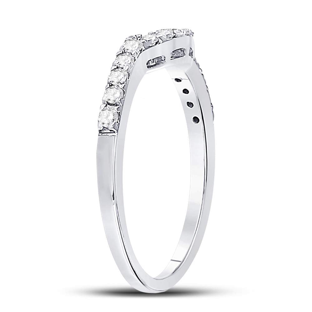 14K White Gold Womens Round Diamond Curved Wedding Band Ring 1/4 Cttw, Womens Size: 5-10