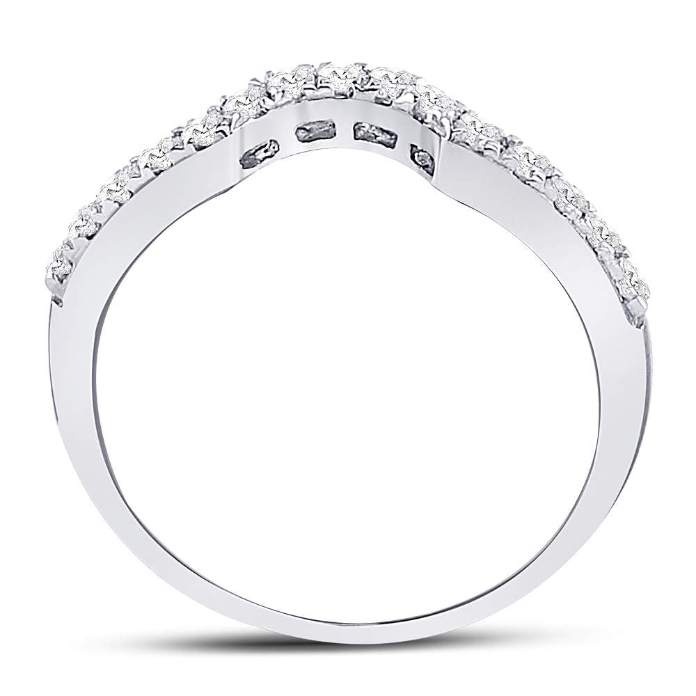 14K White Gold Womens Round Diamond Curved Wedding Band Ring 1/4 Cttw, Womens Size: 5-10