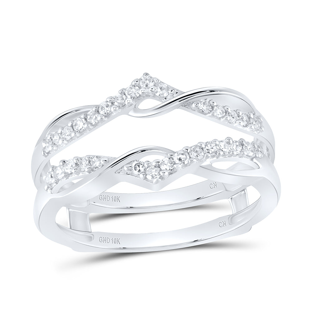 10K White Gold Womens Round Diamond Solitaire Enhancer Wedding Band 1/4 Cttw, Womens Size: 5-10