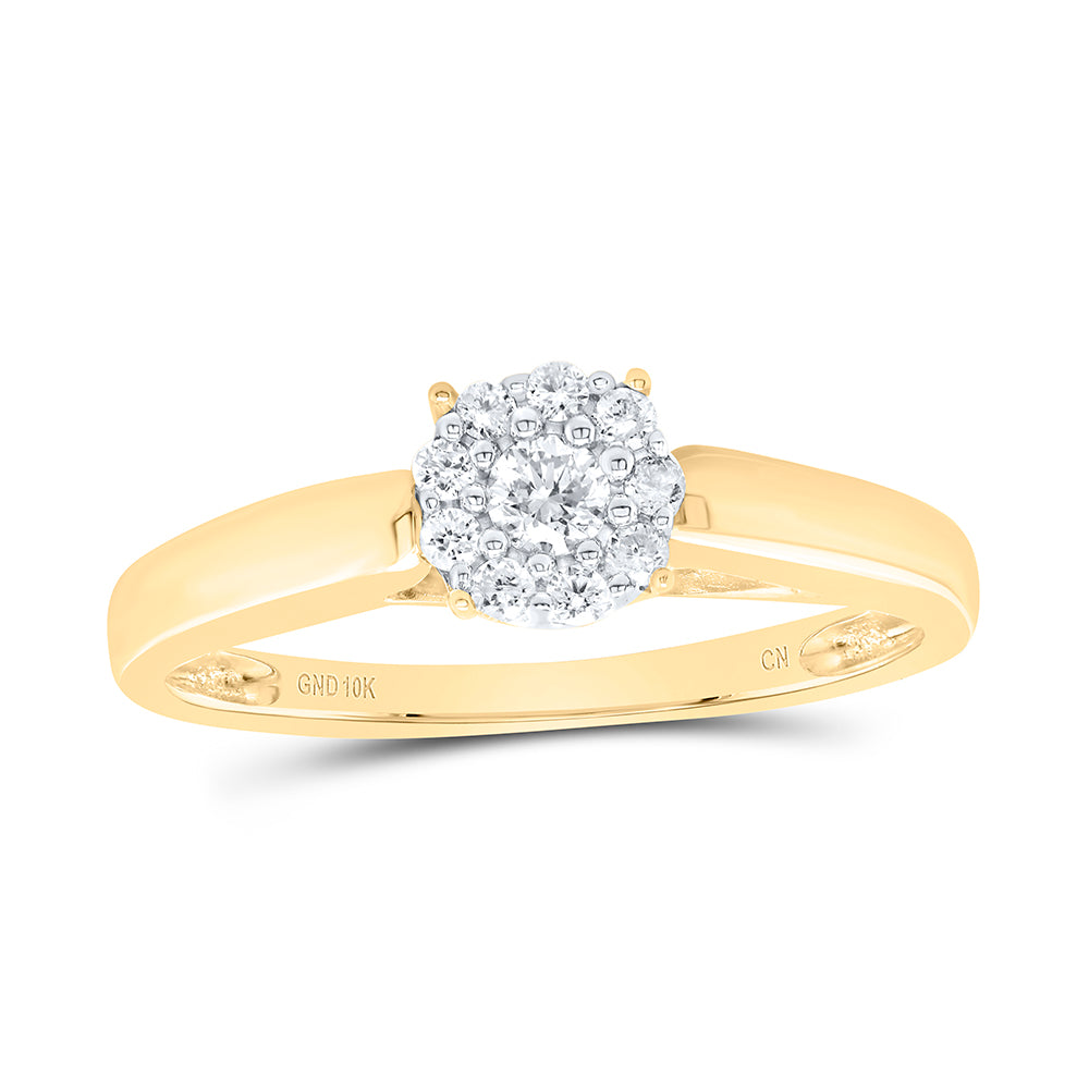 10K Yellow Gold Round Diamond Solitaire Bridal Wedding Engagement Ring 1/5 Cttw, Womens Size: 5-10