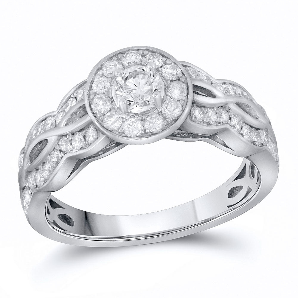 14kt White Gold Womens Round Diamond Solitaire Bridal Wedding Engagement Ring 3/4 Cttw