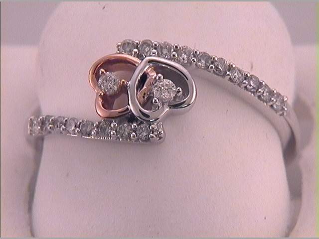 10kt Two-tone Gold 1/5ct Diamond P1 Heart Fashion Ring