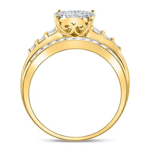 10K Yellow Gold Round Diamond Oval Bridal Wedding Engagement Ring 1 Cttw, Womens Size: 5-10