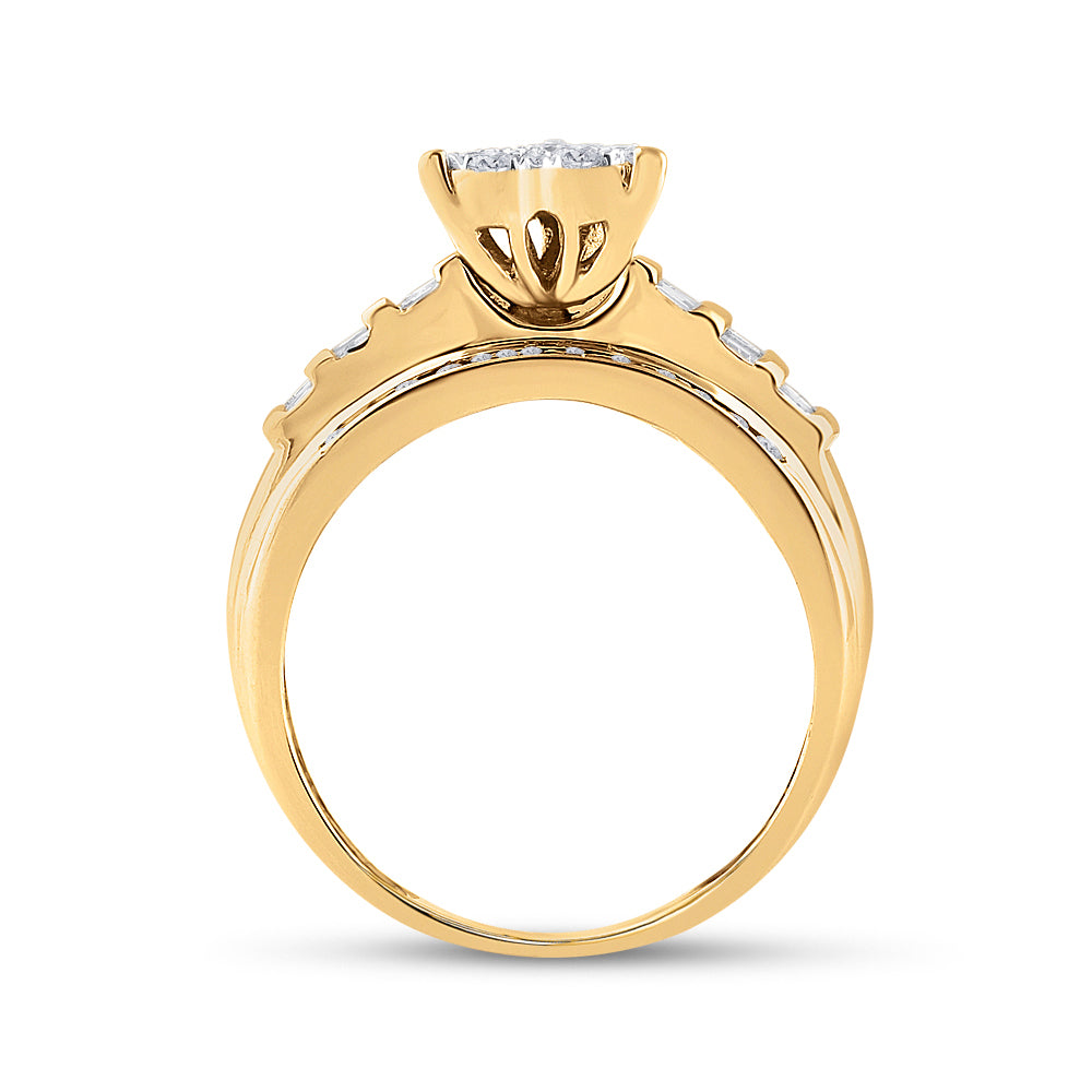 10K White Or Yellow Gold Round Diamond Heart Bridal Wedding Engagement Ring , Womens Size: 5-10
