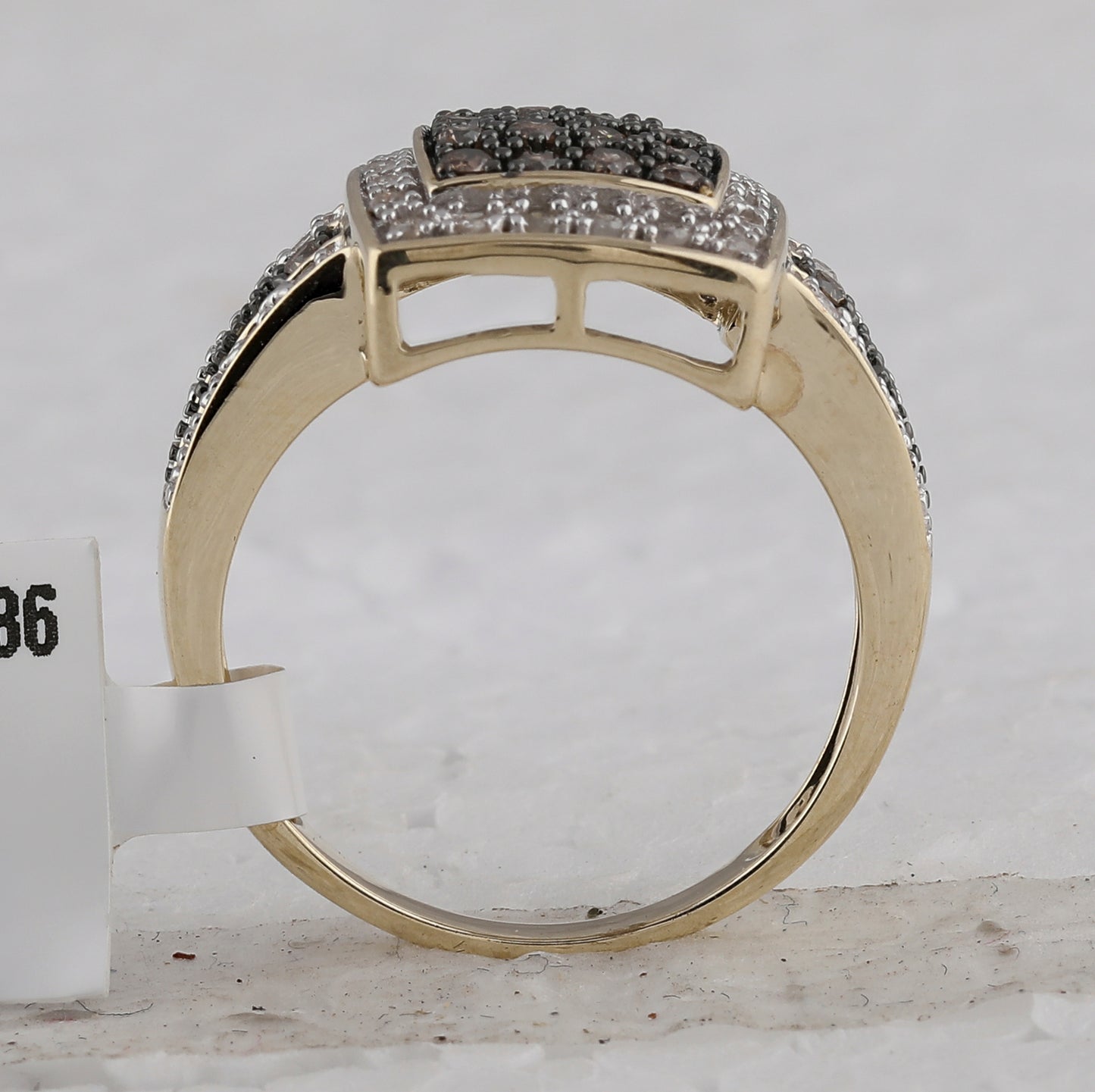10K Yellow Gold Womens Round Brown Diamond Square Cluster Ring 1/2 Cttw, Womens Size: 5-10