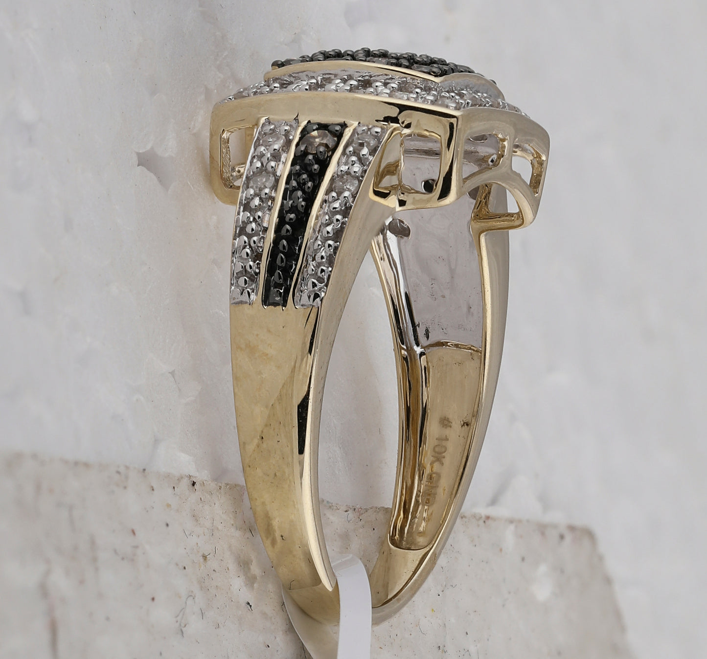 10K Yellow Gold Womens Round Brown Diamond Square Cluster Ring 1/2 Cttw, Womens Size: 5-10