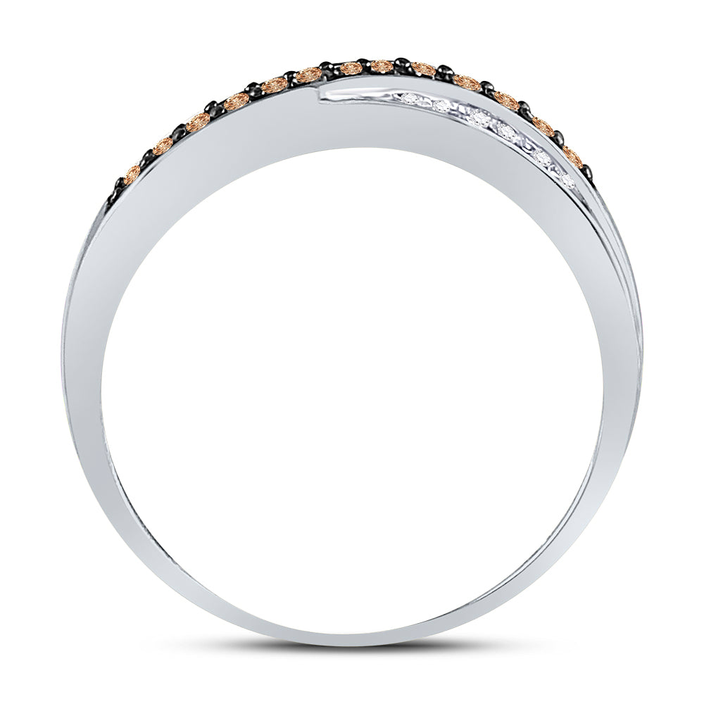 10K Yellow Gold Womens Round Brown Diamond Band Ring 1/4 Cttw, Womens Size: 5-10