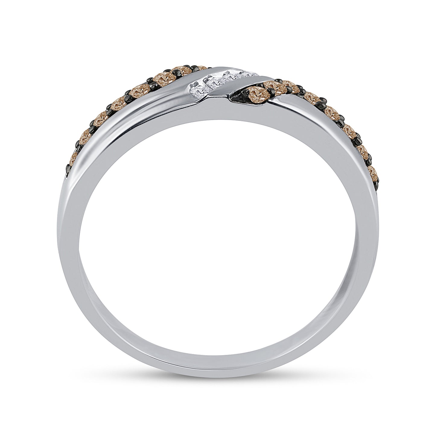 10K White Gold Mens Round Brown Diamond Wedding Band Ring 1/3 Cttw, Mens Size: 7-13
