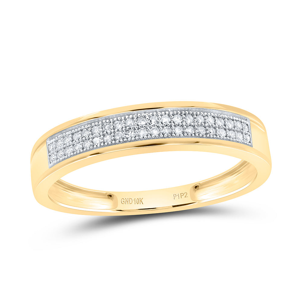 10kt Yellow Gold Mens Round Diamond Band Ring 1/8 Cttw, Men Size: 8-12
