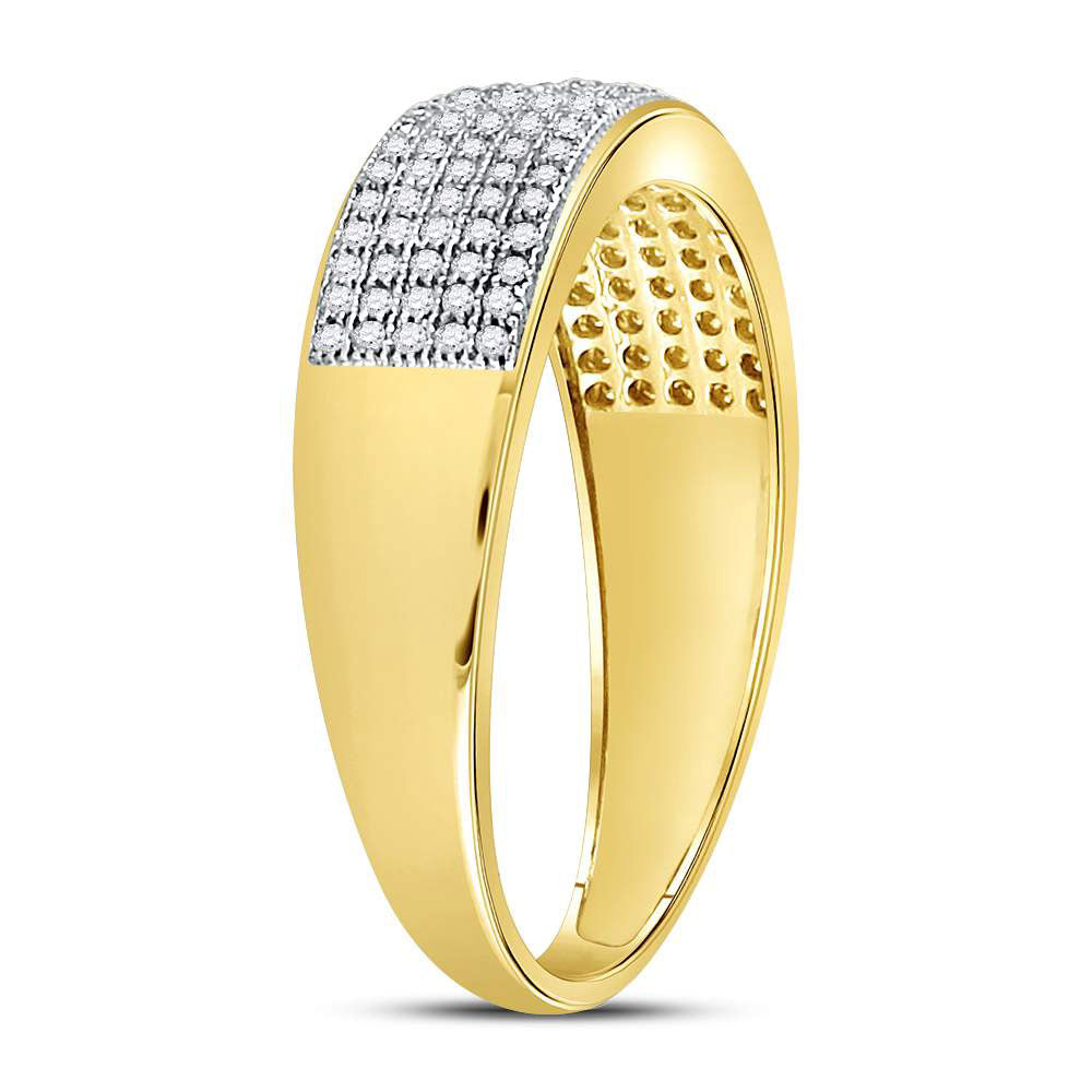 10K Yellow Gold Mens Round Diamond Wedding Band Ring 3/8 Cttw, Mens Size: 7-13
