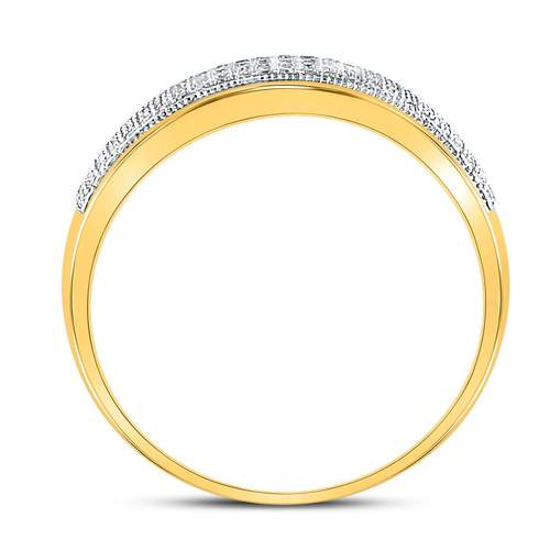 10K Yellow Gold Mens Round Diamond Wedding Band Ring 3/8 Cttw, Mens Size: 7-13