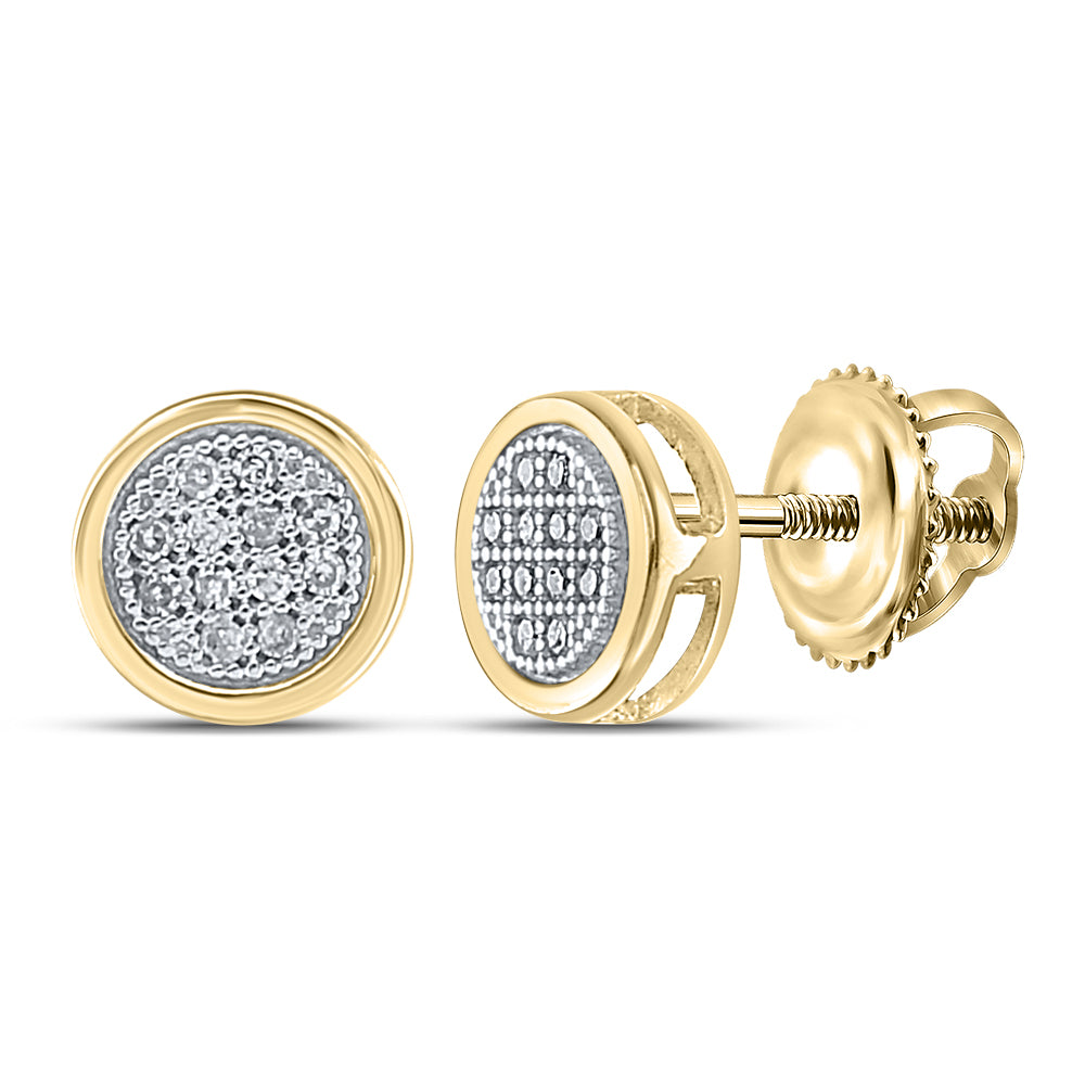 Yellow-tone Sterling 1/20 Cttw Diamond Micro-pave Earrings