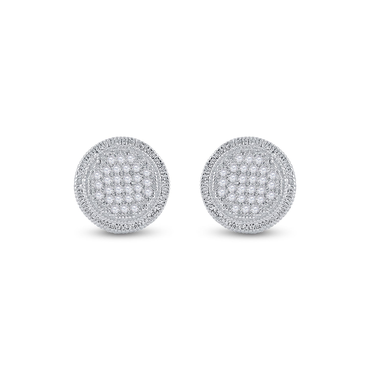 Sterling Silver Round Dia. Disk Circle Earring 1/6ctw