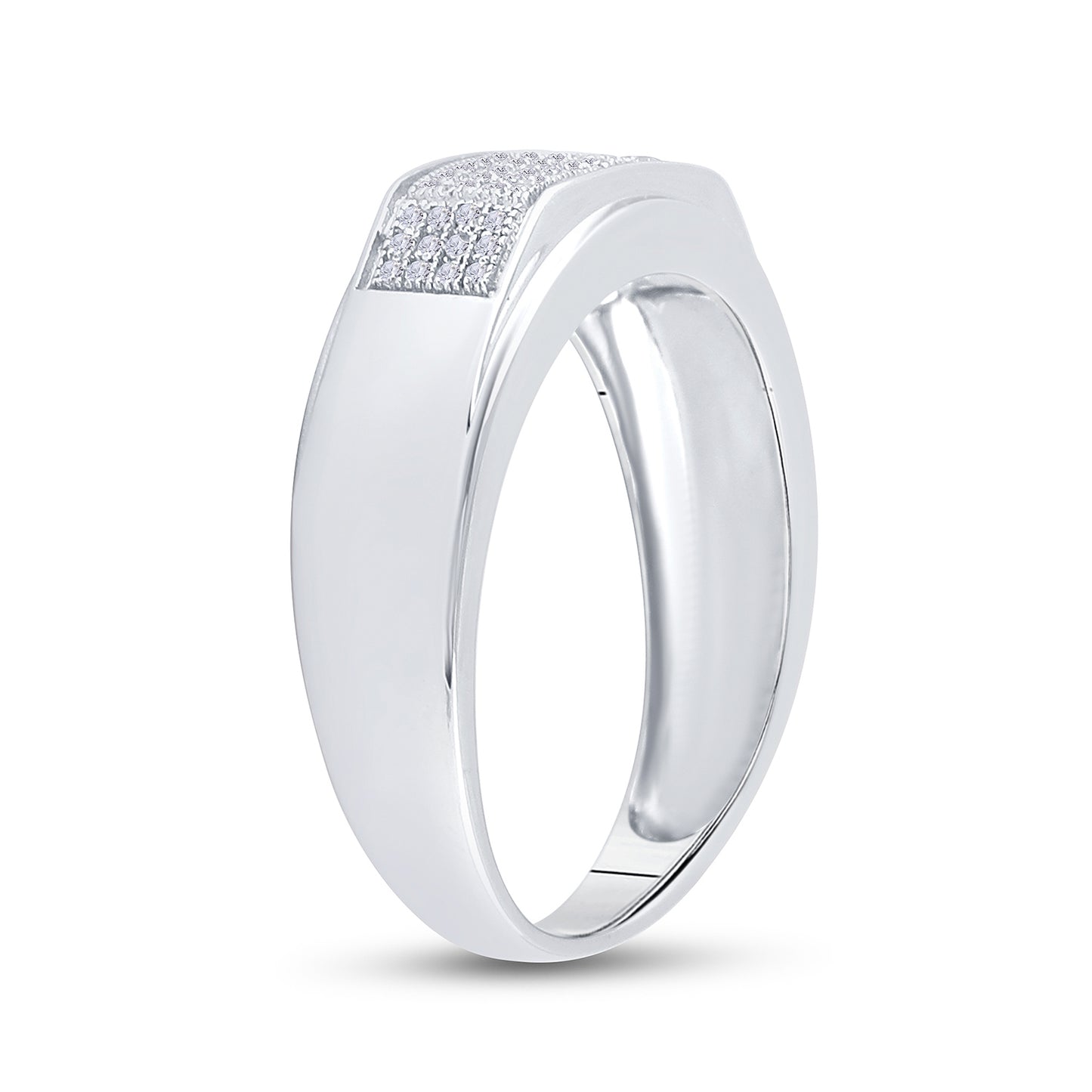 Sterling Silver Mens Round Diamond Wedding Band Ring 1/5 Cttw, Mens Size: 7-13