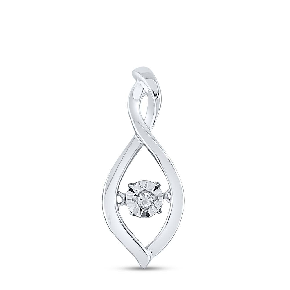 Sterling Silver Womens Round Diamond Fashion Pendant .03ctw, Length: 0.88 Inch Width: 0.33 Inch