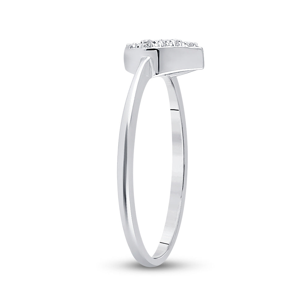 Sterling Silver Womens Round Diamond Heart Ring .03ctw, Womens Size: 5-10