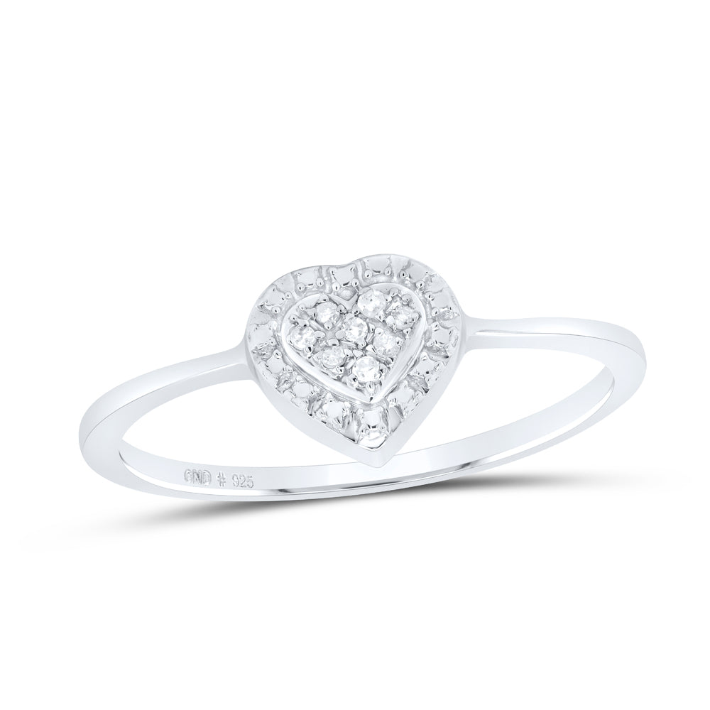 Sterling Silver Womens Round Diamond Heart Ring .03ctw, Womens Size: 5-10