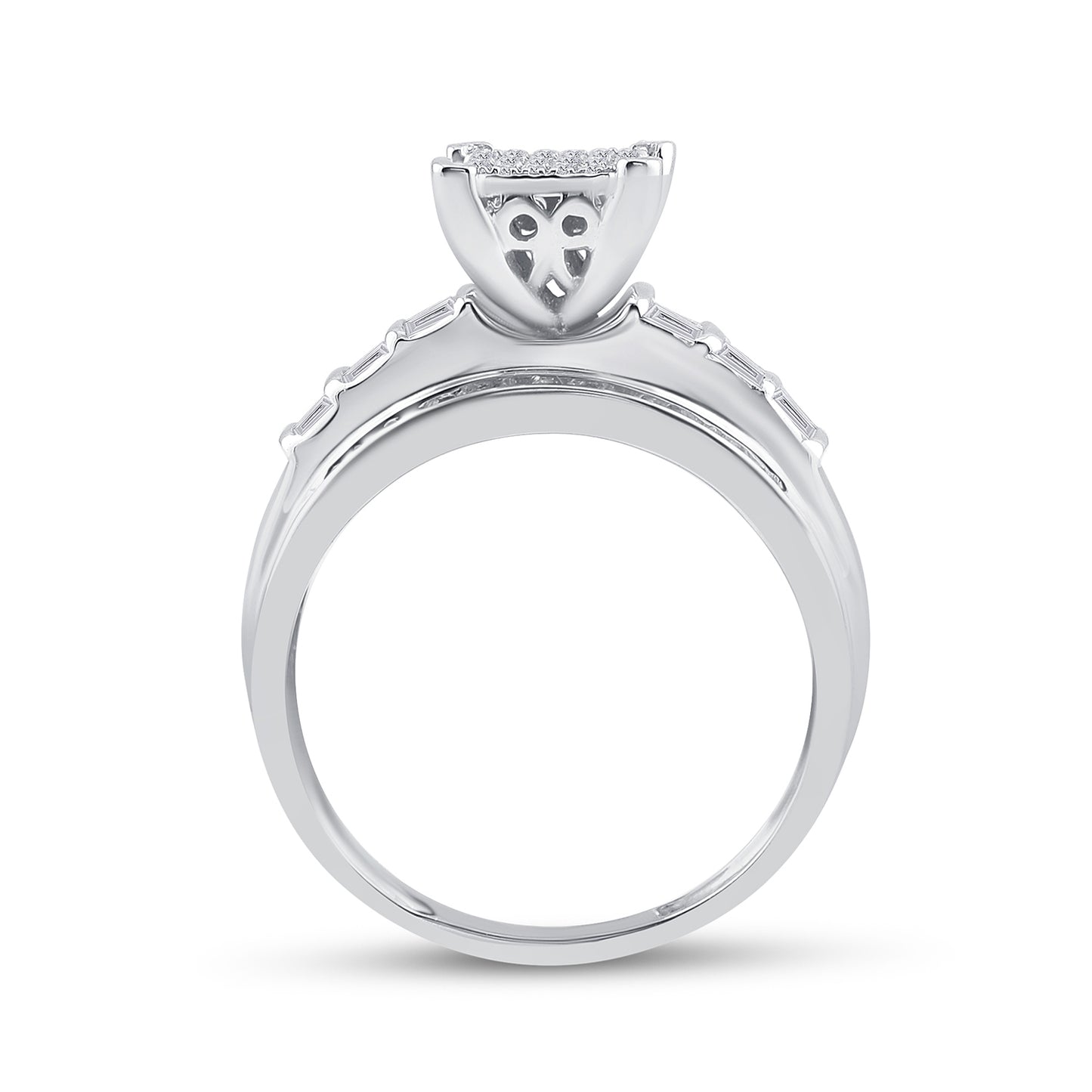 Sterling Silver Round Diamond Cluster Bridal Wedding Engagement Ring 5/8 Cttw, Womens Size: 5-10
