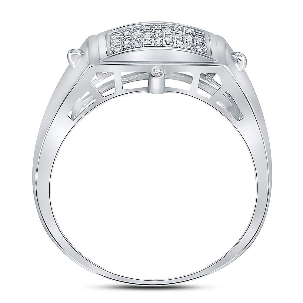 Sterling Silver Mens Round Diamond Square Cluster Ring 1/6 Cttw, Mens Size: 7-13