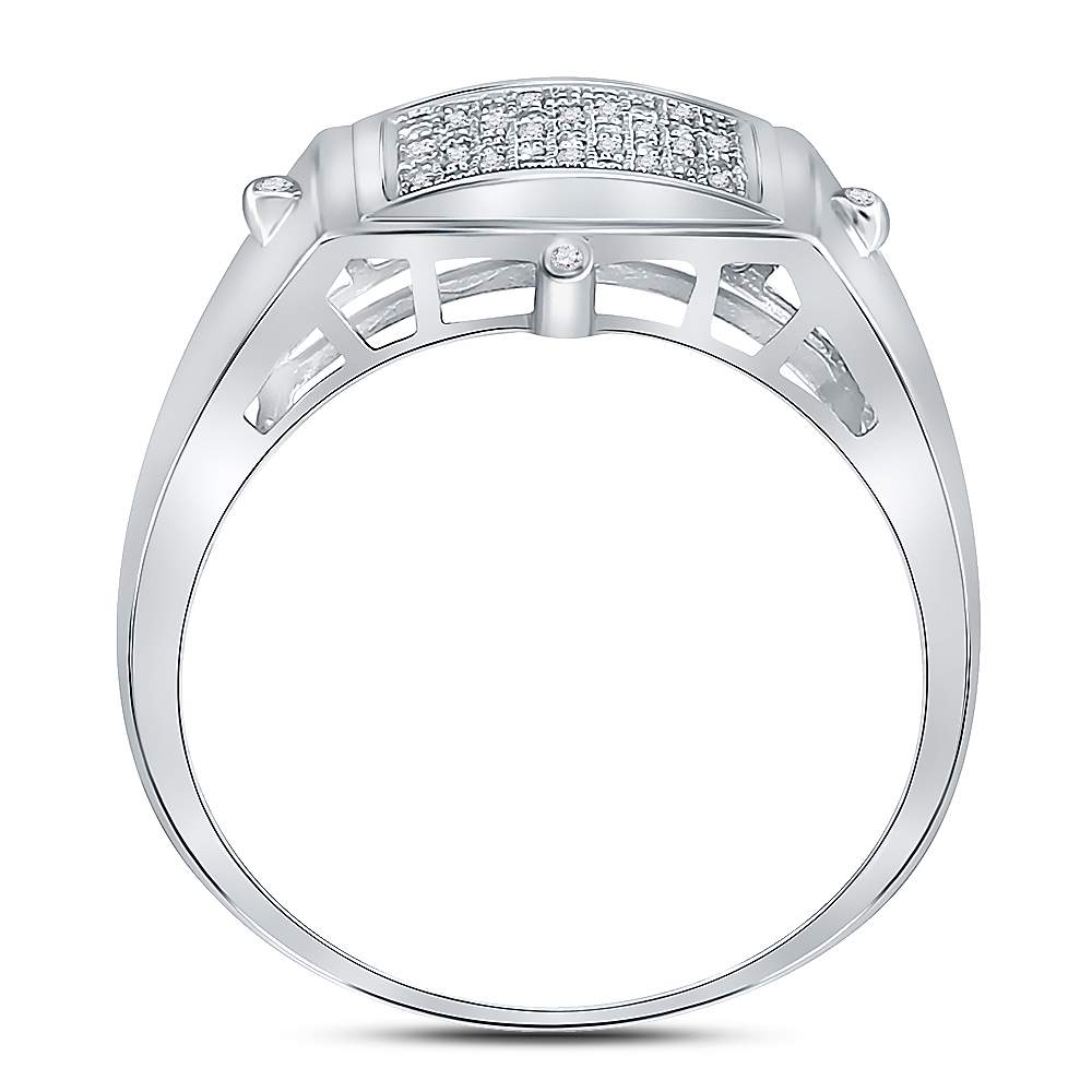 Sterling Silver Mens Round Diamond Square Cluster Ring 1/6 Cttw, Mens Size: 7-13