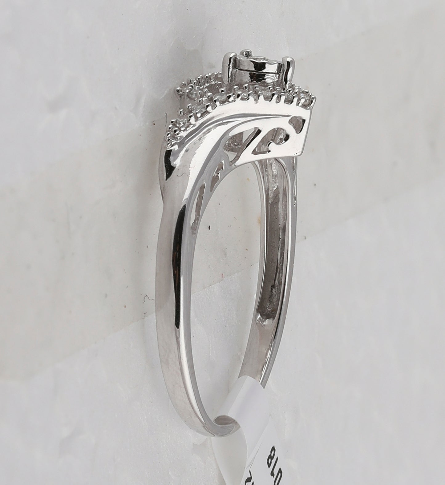 Sterling Silver Womens Round Diamond Heart Ring 1/10ctw, Women's Size: 5-10