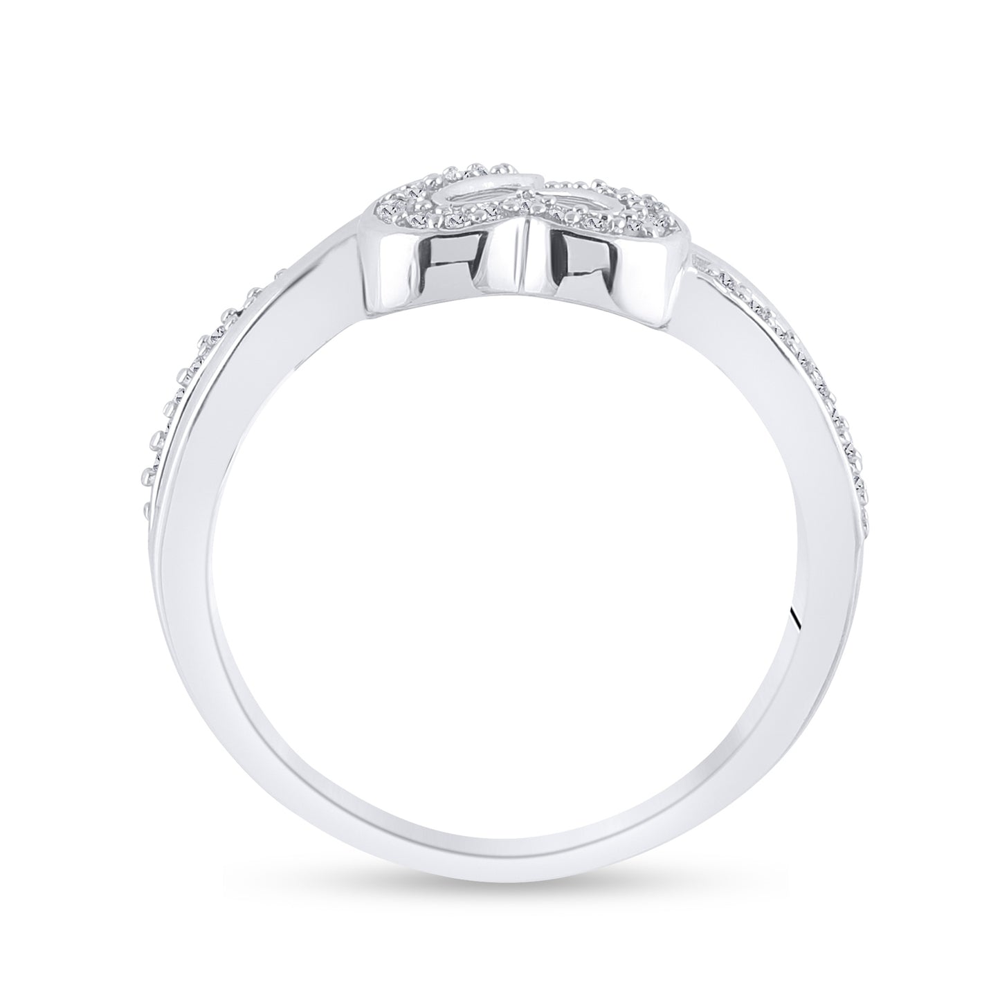 Sterling Silver Womens Round Diamond Heart Frame Cluster Ring 1/8 Cttw, Womens Size: 5-10