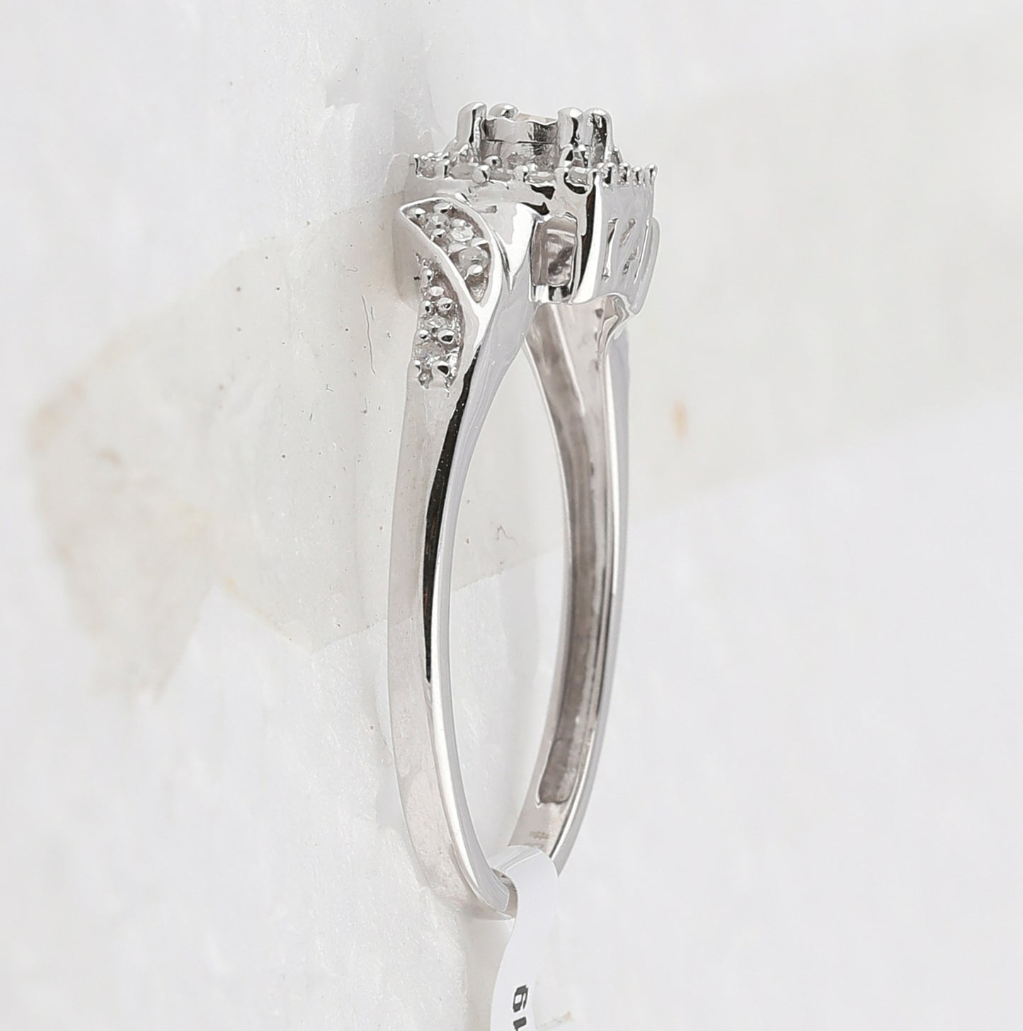 Sterling Silver Womens Round Diamond Square Ring 1/6ctw, Womens Size: 5-10