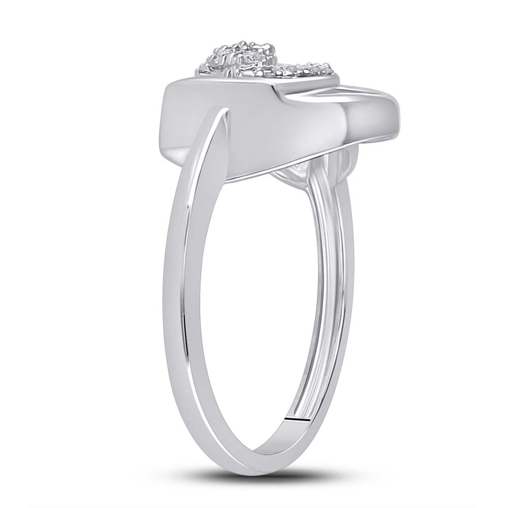 Sterling Silver Womens Round Dia. Heart Ring 0.05 ctw, Women's Size: 5-10