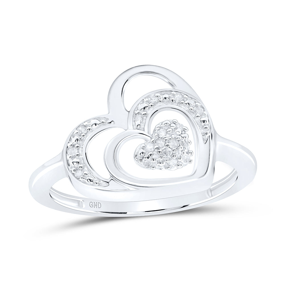 Sterling Silver Womens Round Dia. Heart Ring 0.05 ctw, Women's Size: 5-10