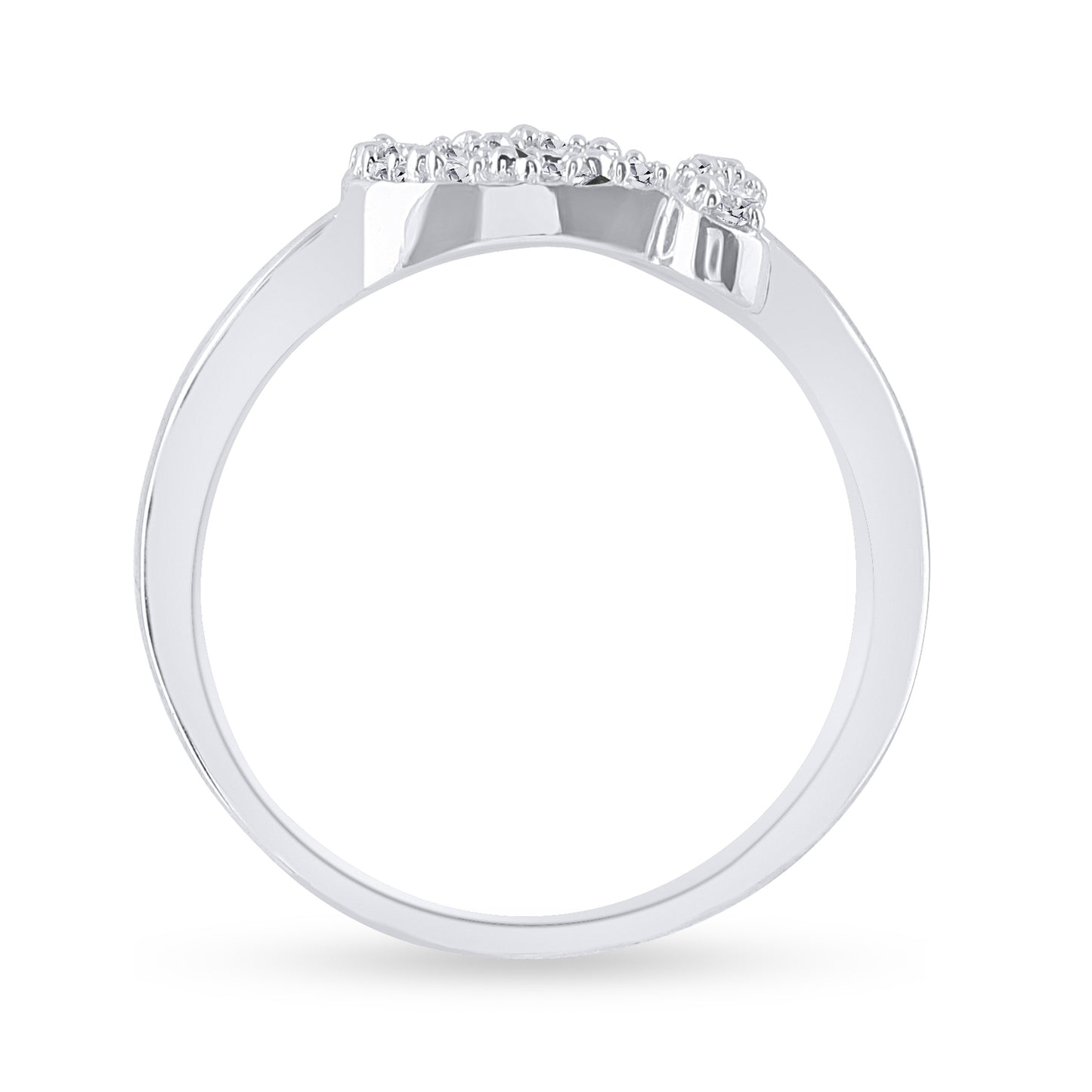 Sterling Silver Womens Round Diamond Heart Ring 1/12 Cttw, Womens Size: 5-10