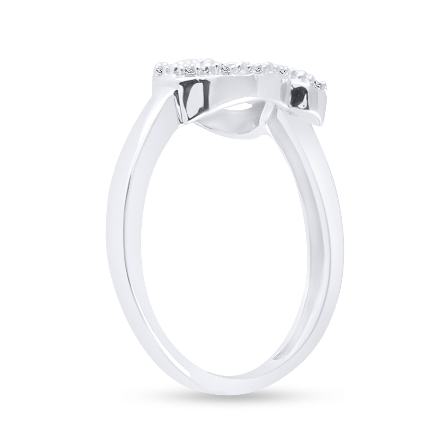 Sterling Silver Womens Round Diamond Heart Ring 1/12 Cttw, Womens Size: 5-10