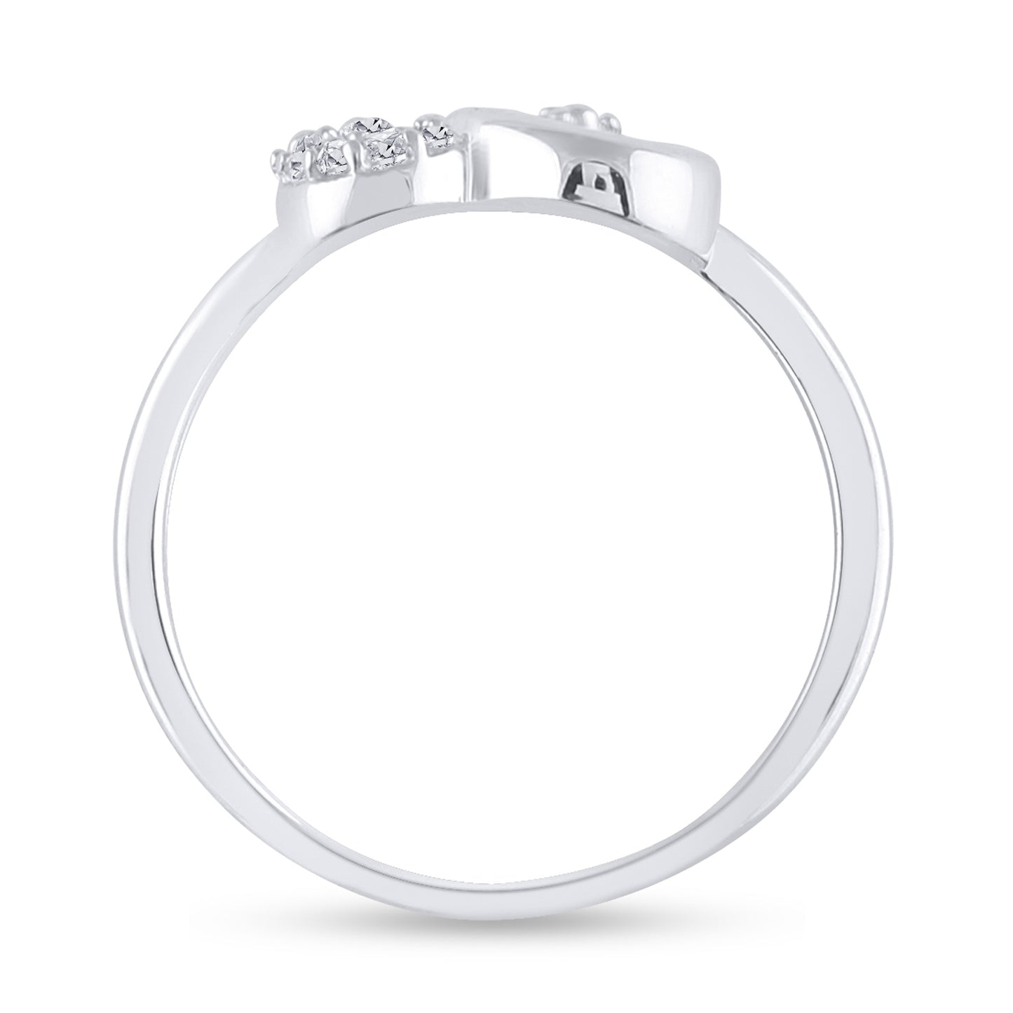 Sterling Silver Womens Round Diamond Heart Ring 1/20ctw, Womens Size: 5-10