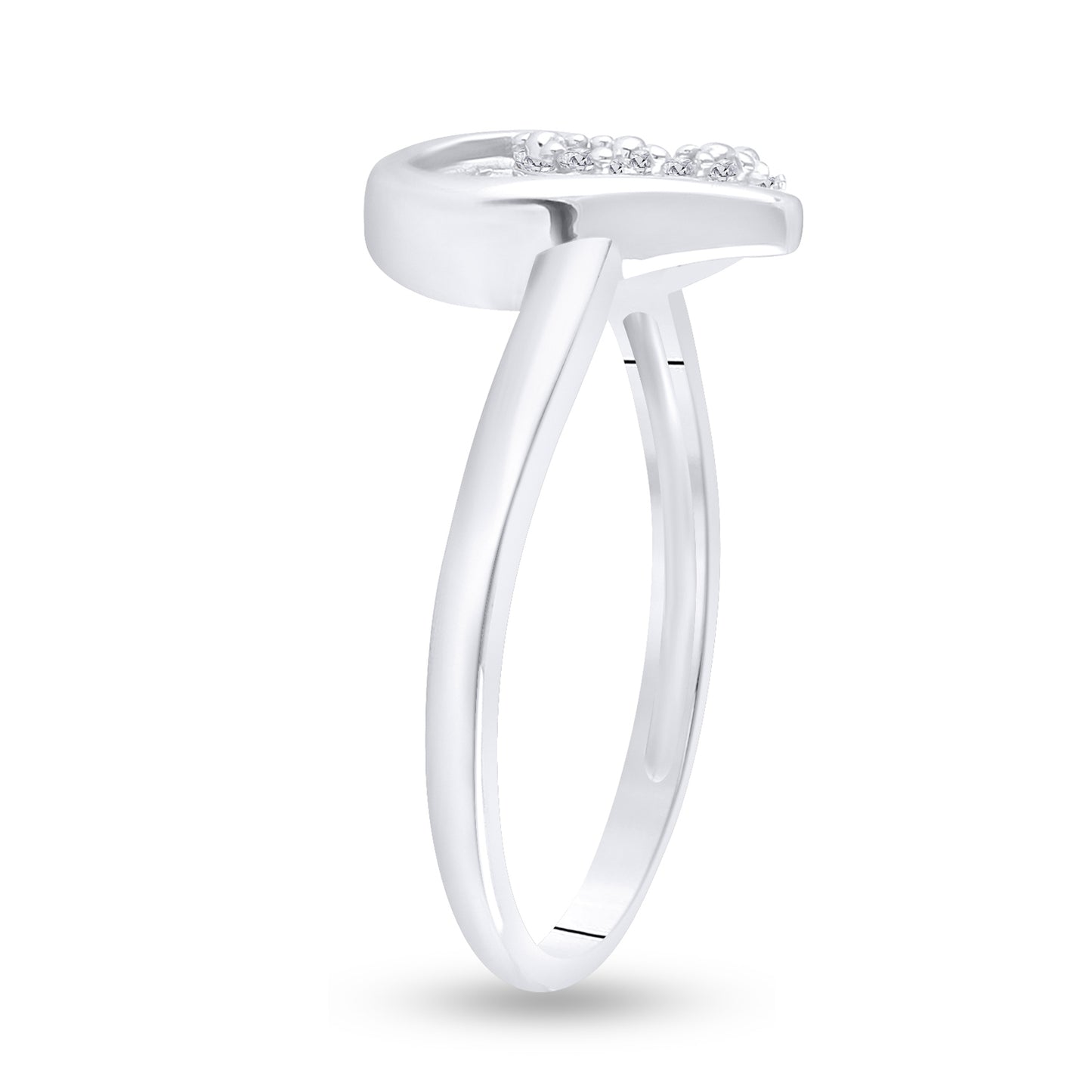 Sterling Silver Womens Round Diamond Heart Ring 1/20ctw, Womens Size: 5-10