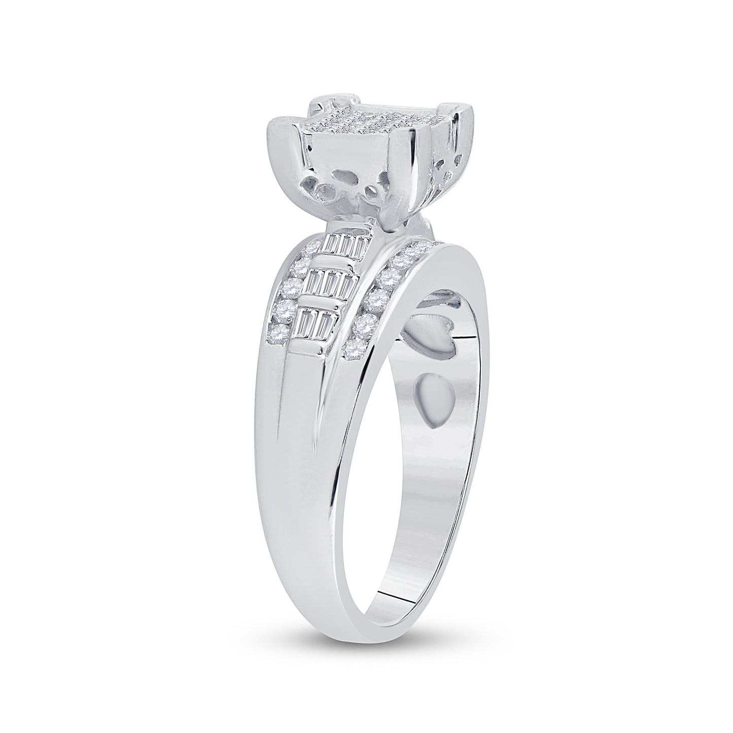 Sterling Silver Princess Diamond Cluster Bridal Wedding Engagement Ring 3/4 Cttw, Womens Size: 5-10