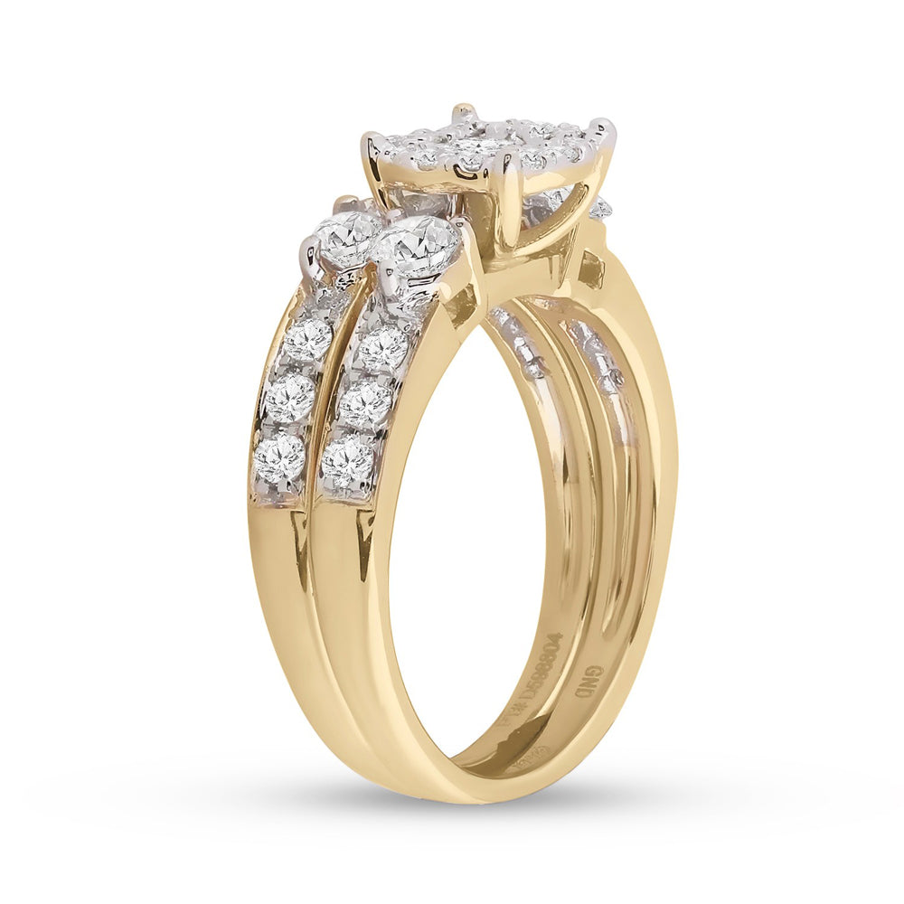 14K Yellow Or White Gold Princess Diamond Bridal Wedding Ring Band Set 1-1/2 Cttw, Womens Size: 5-10